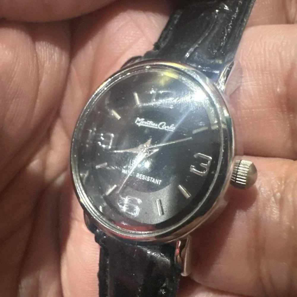 Working MontresCarlo Ladies 25mm Silver Tone Black Dial Strap Analog Watch Fit 7 - Picture 7 of 7